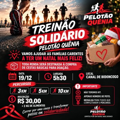 Cartaz de divulgação da prova Treinao Solidario Pelotao Quenia