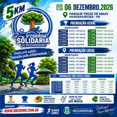 Cartaz de divulgação da prova 5 Corrida Solidaria de Massaranduba